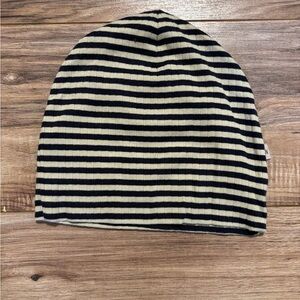 Striped Black and Cream Kids Beanie